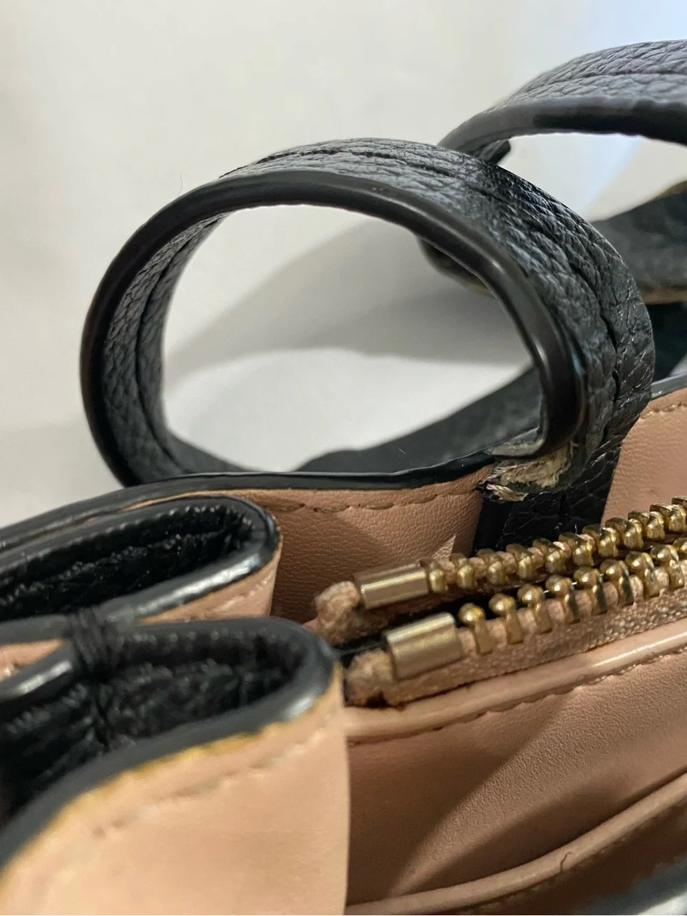 kate spade Black Pebbled Leather Satchel with Tassels with Flaws on top handle